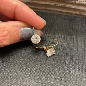 Clear stone leverback earrings